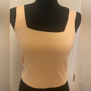 American Eagle Outfitters Ribbed Square Neck Pink Size Medium Tank Top